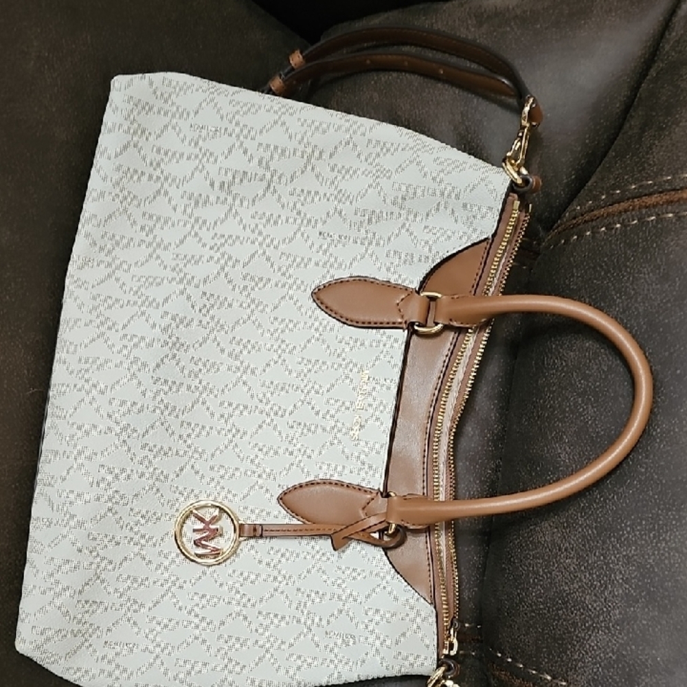 Michael Kors Cream and Brown Tote Bag